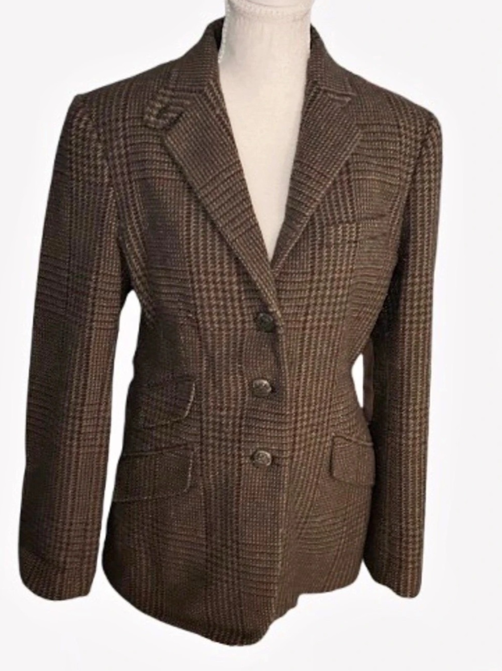 Equestrian Wool RALPH LAUREN Blazer  Women's Houndstooth Designer Vintage Jacket